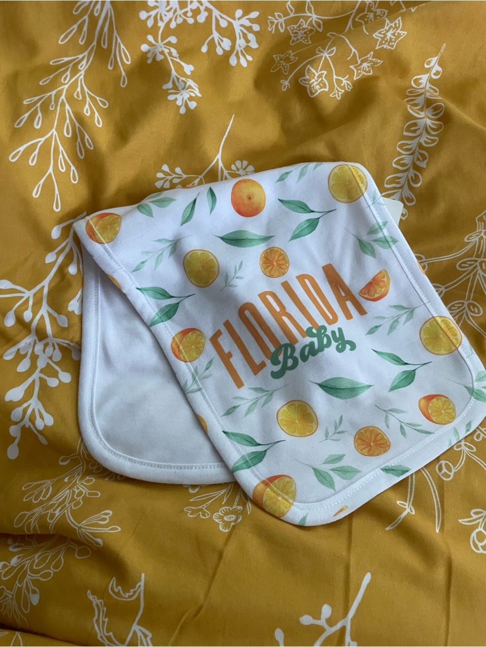 The Water Lily Co Florida Baby Orange Citrus Burp Cloth NWT